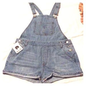 NWT! Denim Overall Shorts